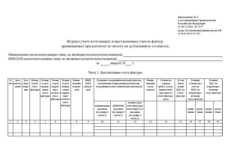 Журнал учета полученных и выставленных счетов-фактур (Журнал учета полученных и выставленных счетов-фактур)